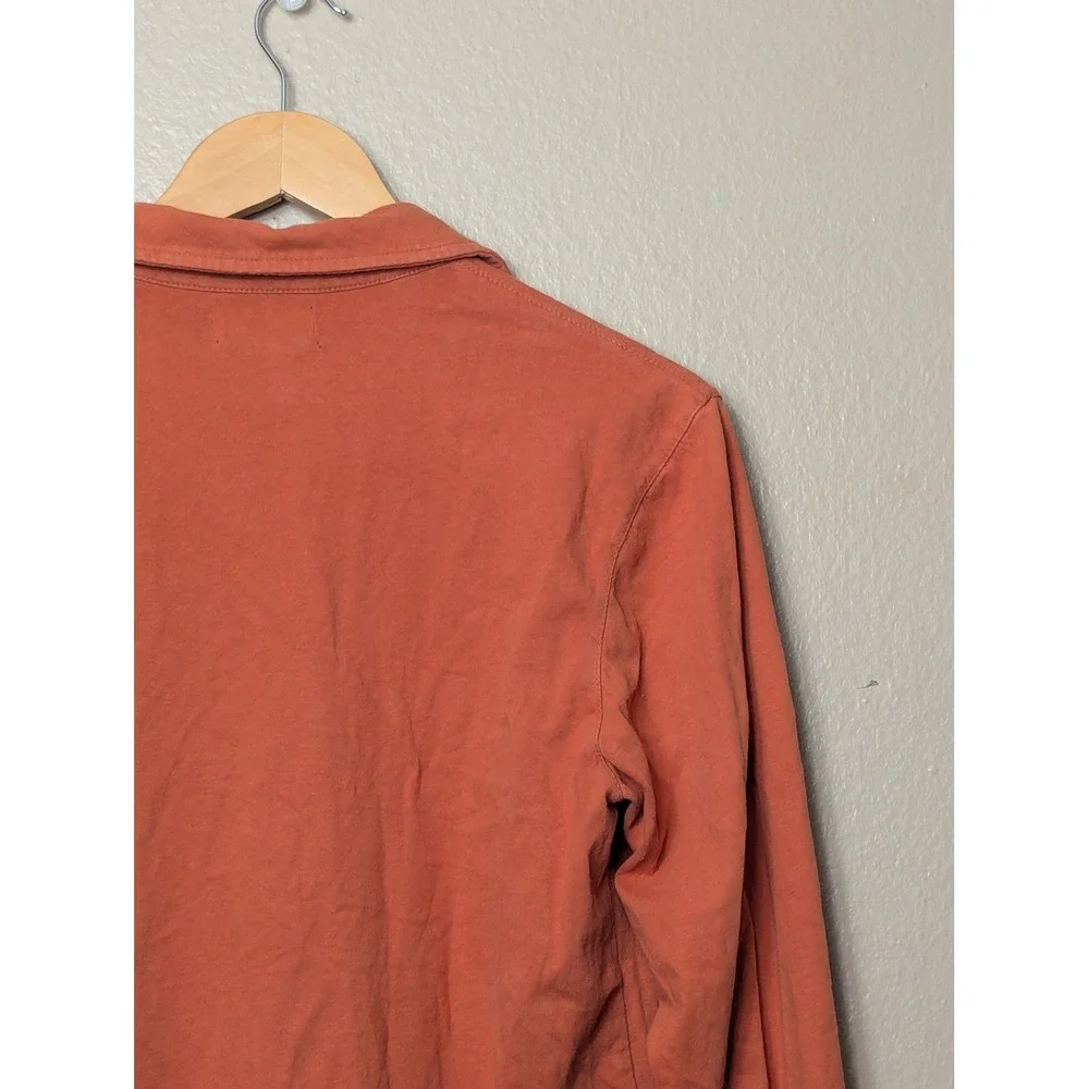 Banana Republic Polo Shirt Mens M Orange Long Sleeve‎ V-Neck Cotton Chest Pocket